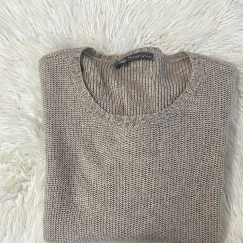 360 Sweater Wool and Cashmere Brown and Tan Crew Neck Sweater Size M